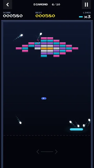 Modo Modern con varias bolas en juego rompiendo un muro de colores.